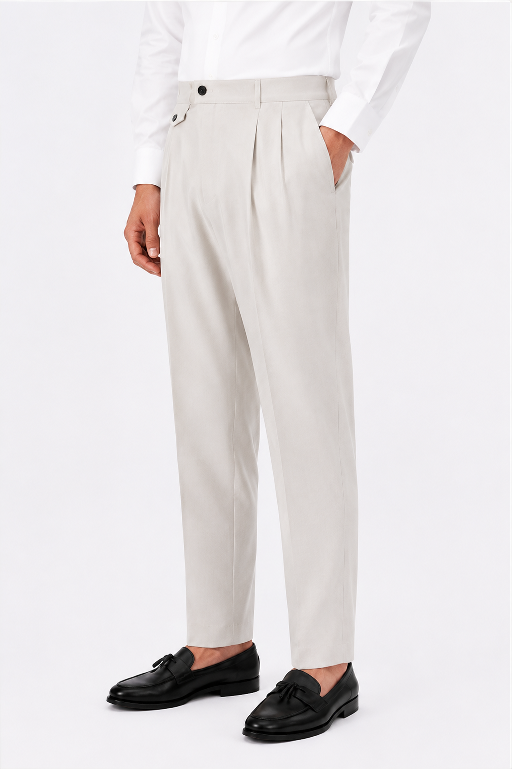 Double Pleated Tapered Trousers
