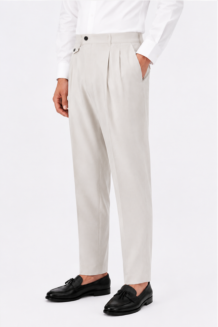 Double Pleated Tapered Trousers