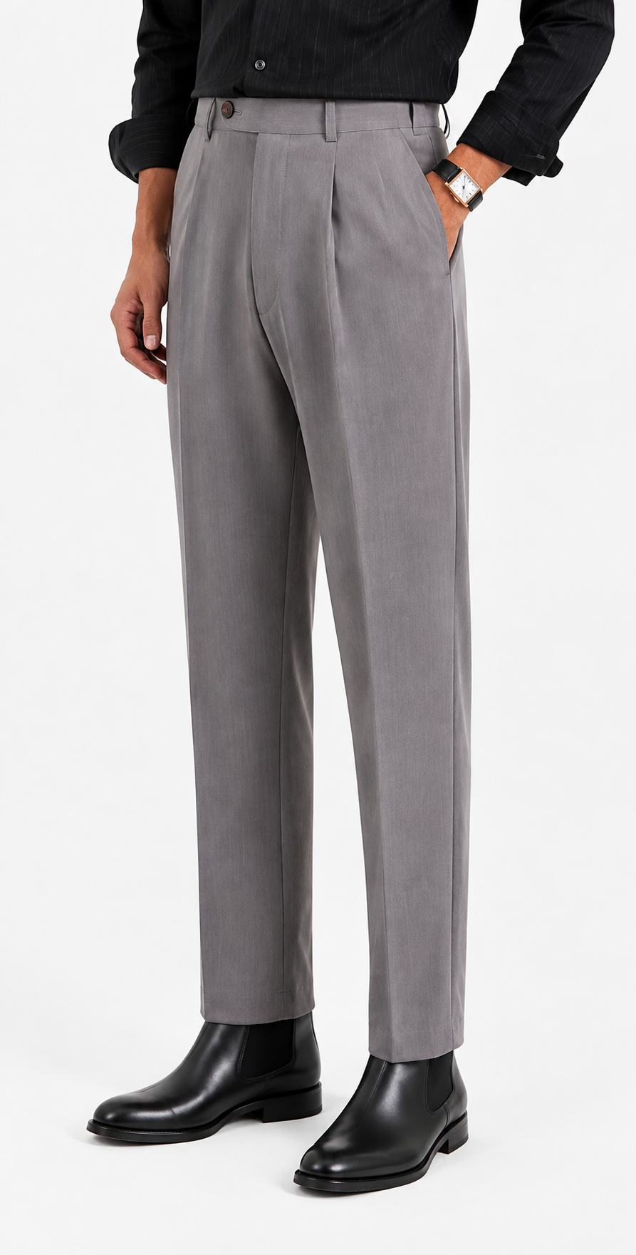 Single Pleat Straight Trousers