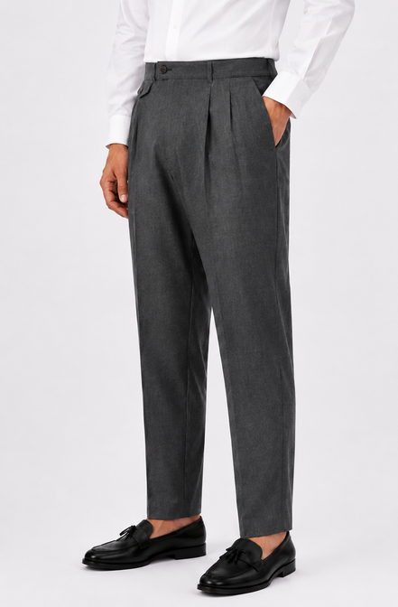 Double Pleated Tapered Trousers
