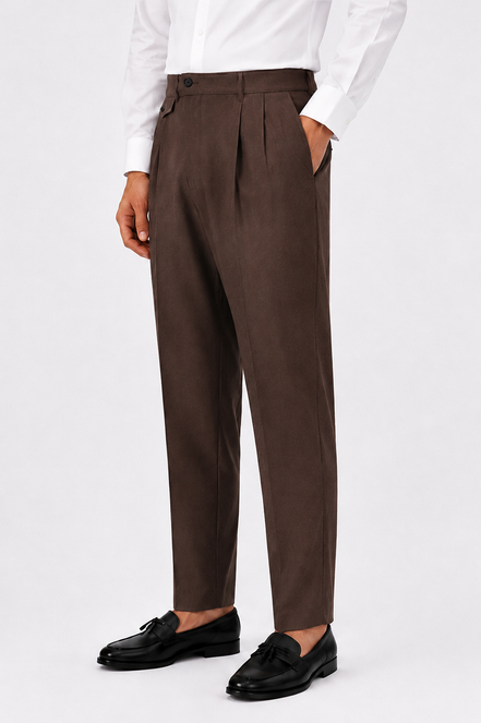 Double Pleated Tapered Trousers