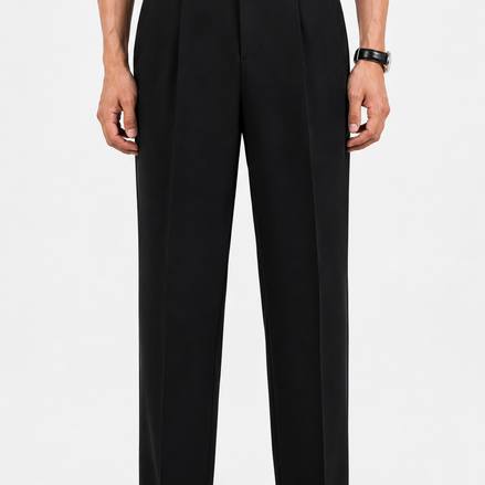 Single Pleat Straight Trousers