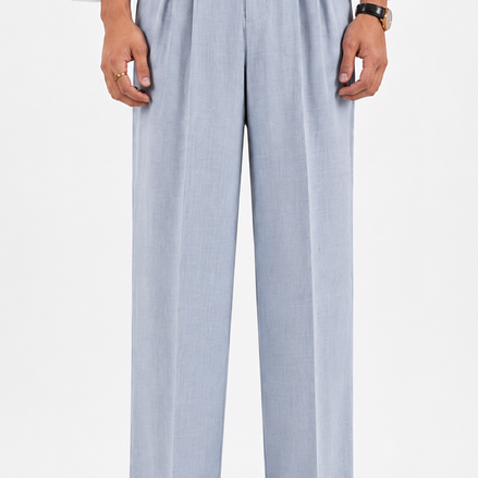 Double Pleated Wide-Leg Trousers