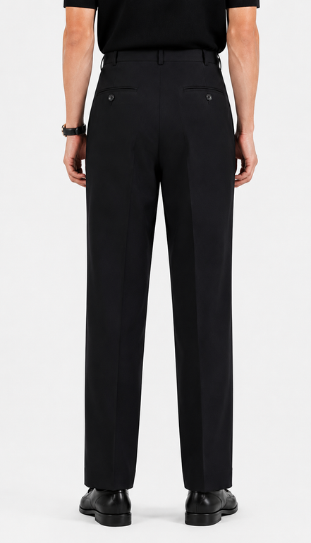 Single Pleat Straight Trousers