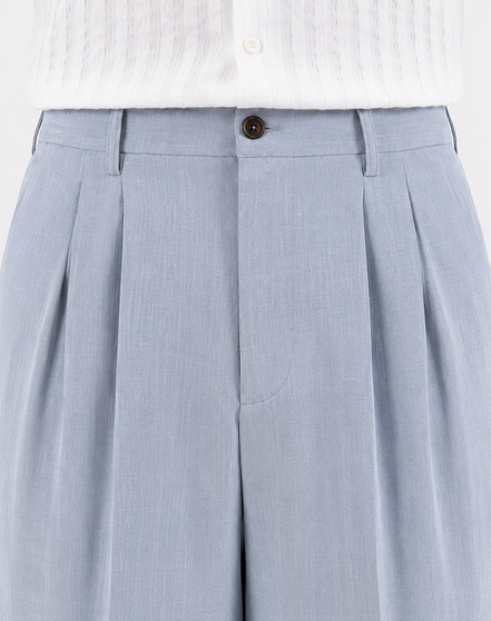 Double Pleated Wide-Leg Trousers