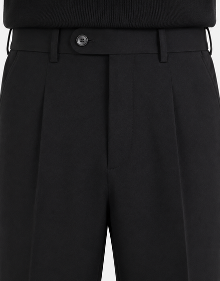 Single Pleat Straight Trousers