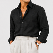 Long-Collar 100% Linen Shirt