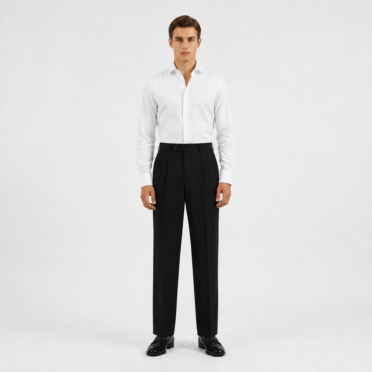 Single Pleat Straight Trousers