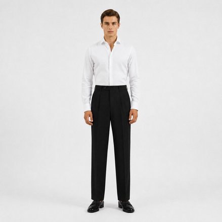 Single Pleat Straight Trousers