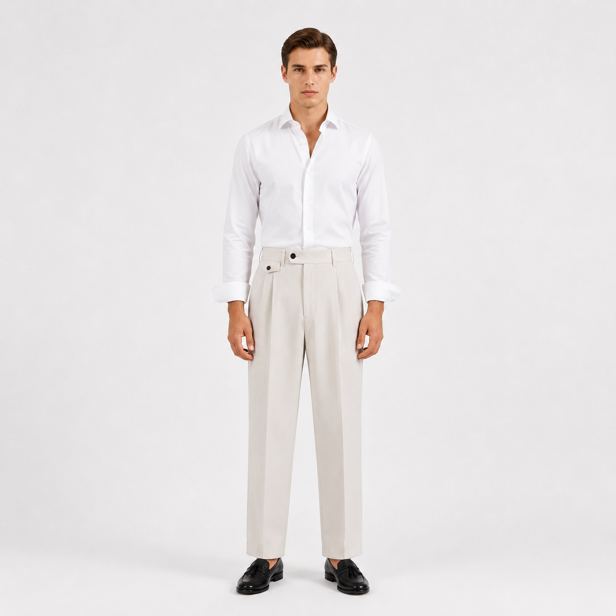 Double Pleated Tapered Trousers