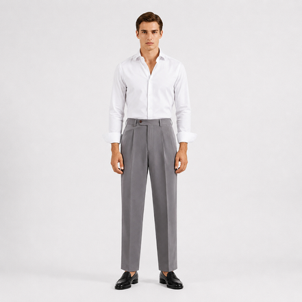 Single Pleat Straight Trousers