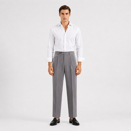 Single Pleat Straight Trousers