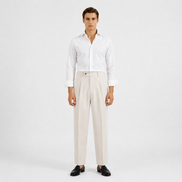 Single Pleat Straight Trousers