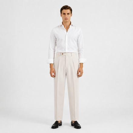 Single Pleat Straight Trousers