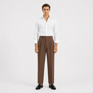 Single Pleat Straight Trousers