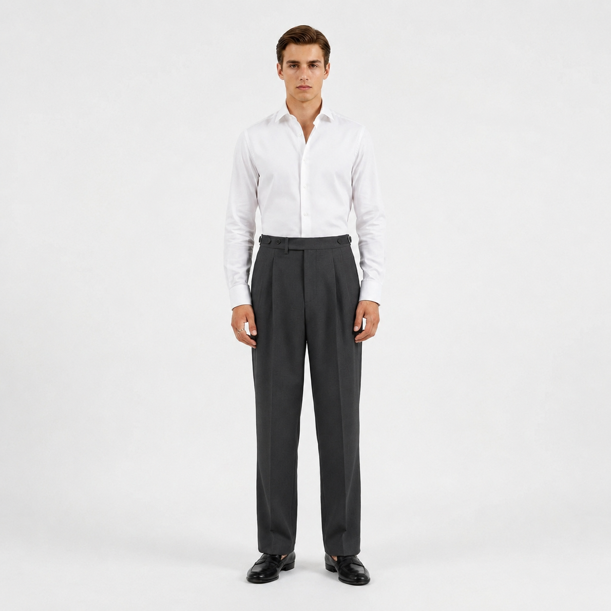 Double Pleated High-Waist Trousers