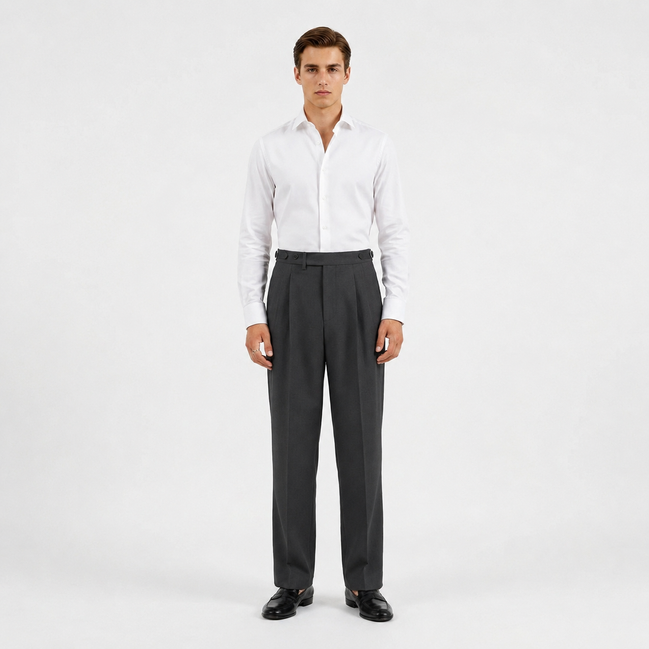 Double Pleated High-Waist Trousers
