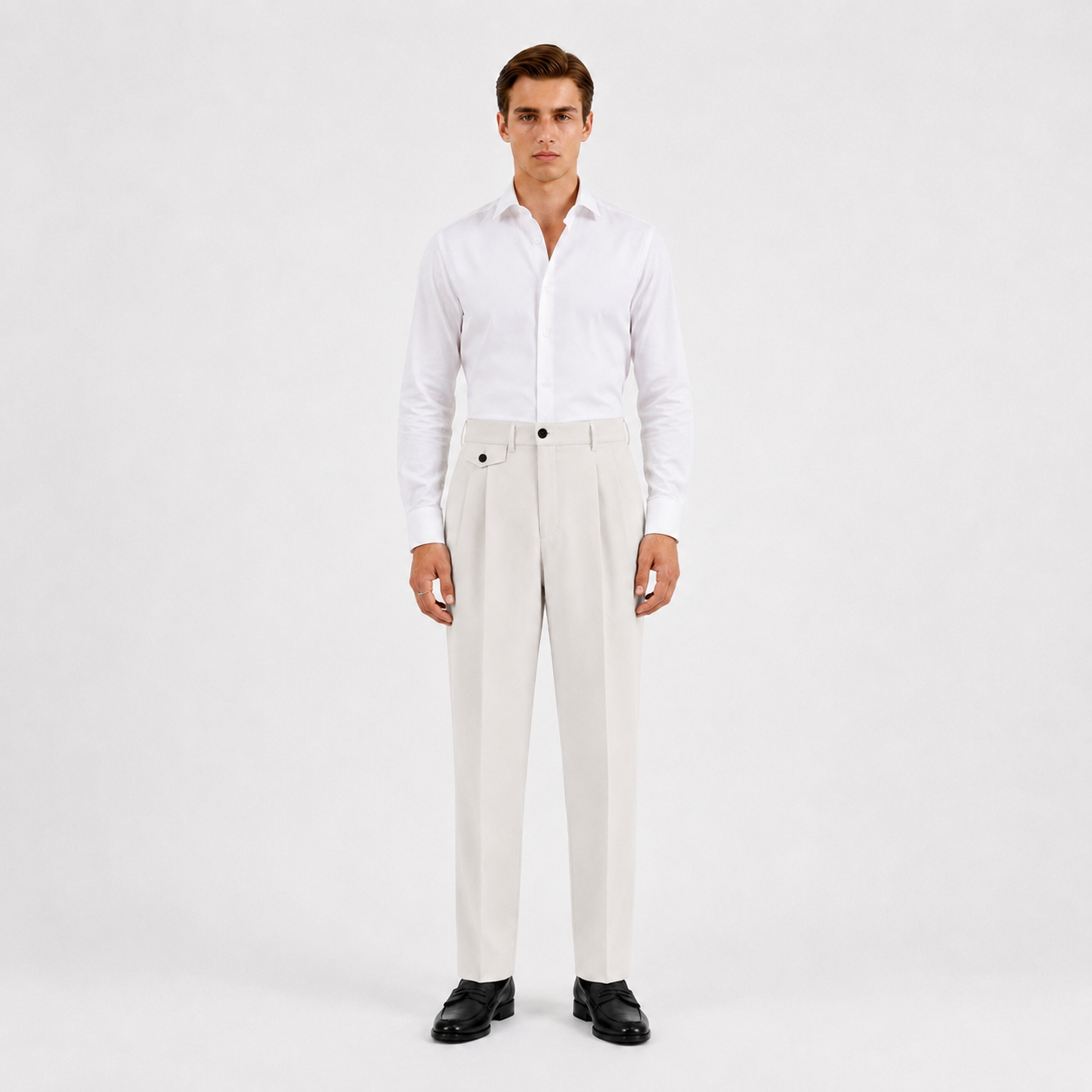 Double Pleated Tapered Trousers