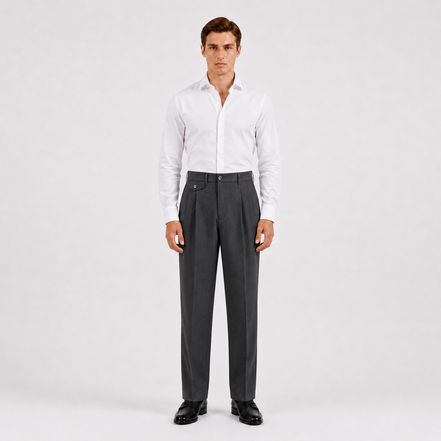 Double Pleated Tapered Trousers