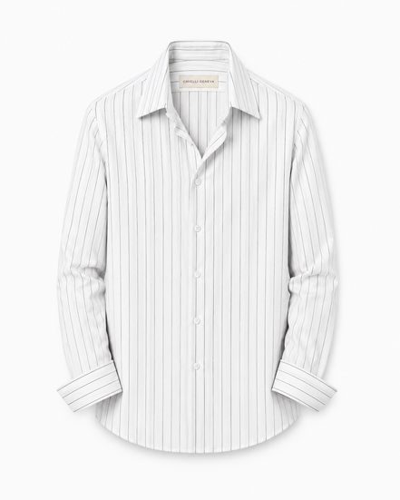 Men's pinstripe linen-lyocell shirt by Cavelli Geneva – view 2