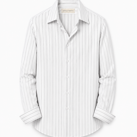 Men's pinstripe linen-lyocell shirt by Cavelli Geneva – view 2