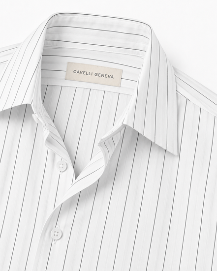 Men's pinstripe linen-lyocell shirt by Cavelli Geneva – view 6