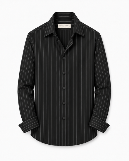 Men's pinstripe linen-lyocell shirt by Cavelli Geneva – view 8