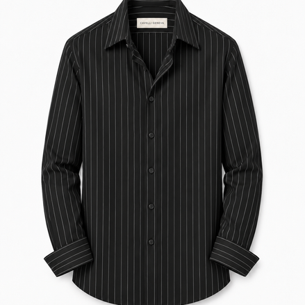 Men's pinstripe linen-lyocell shirt by Cavelli Geneva – view 8