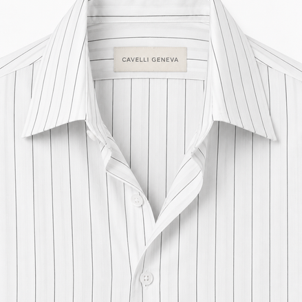 Men's pinstripe linen-lyocell shirt by Cavelli Geneva – view 3