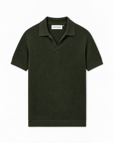 Milano men's knit polo with Johnny collar by Cavelli Geneva – view 9