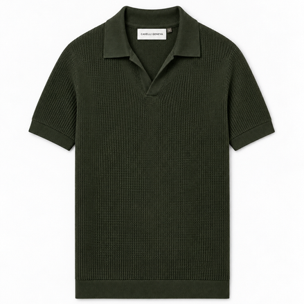 Milano men's knit polo with Johnny collar by Cavelli Geneva – view 9