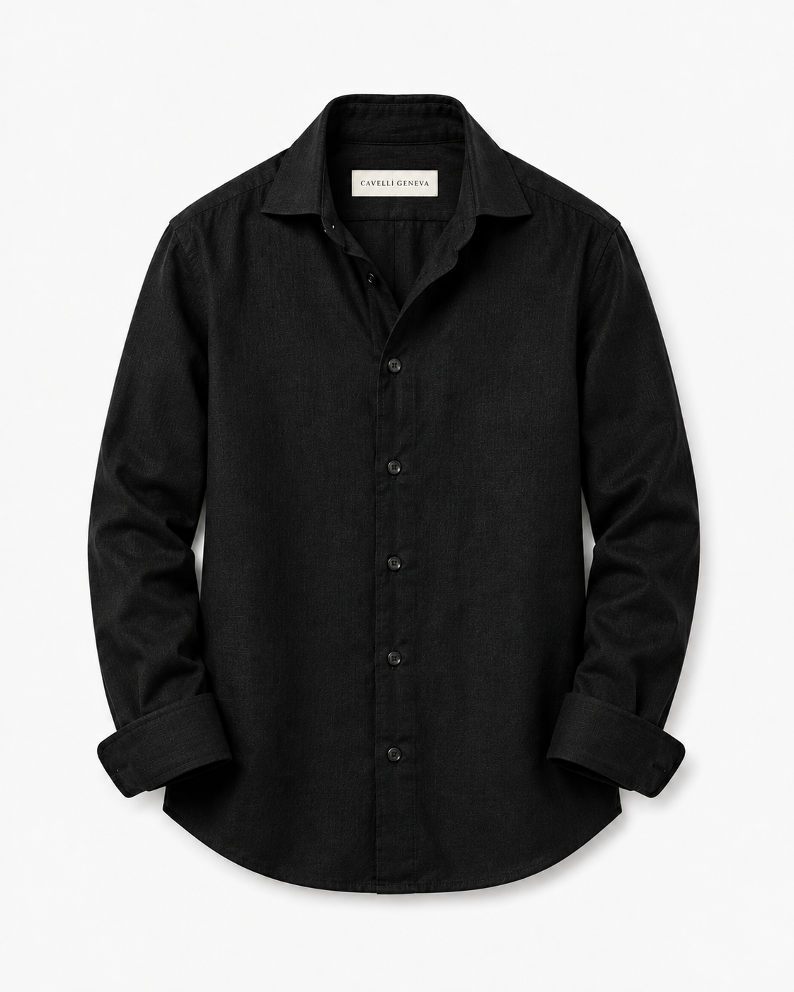 Men's 100% linen shirt with spread collar by Cavelli Geneva – view 8