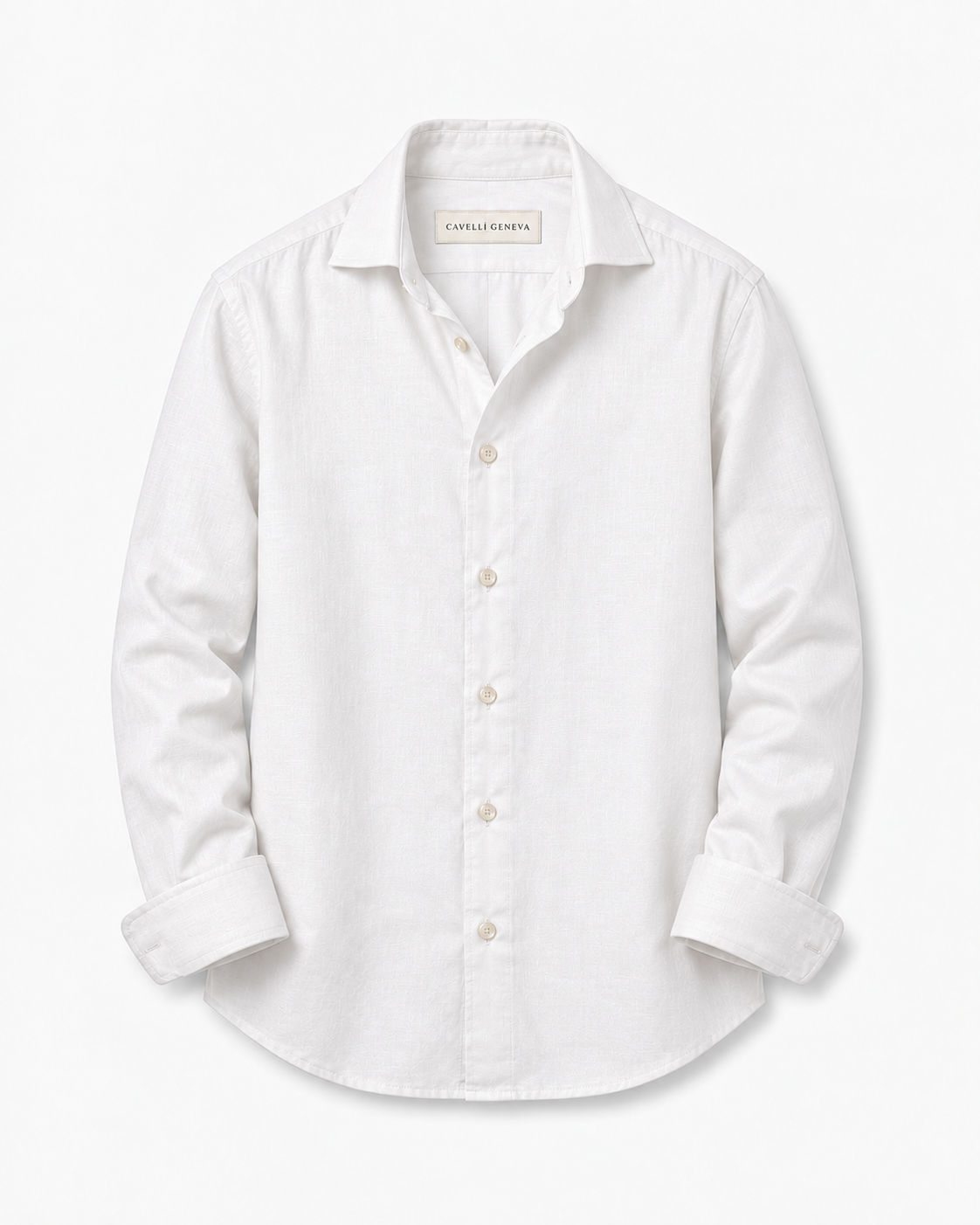 Men's 100% linen shirt with spread collar by Cavelli Geneva – view 7