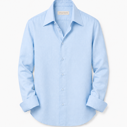 Men's long-collar 100% linen shirt by Cavelli Geneva – view 2