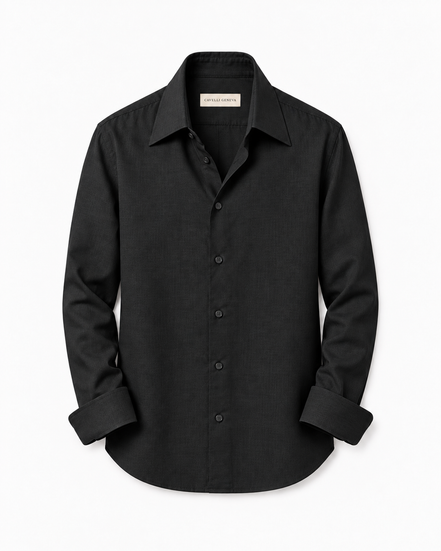 Men's long-collar 100% linen shirt by Cavelli Geneva – view 9