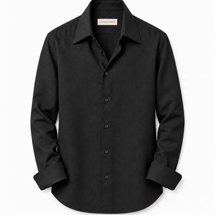Men's long-collar 100% linen shirt by Cavelli Geneva – view 9