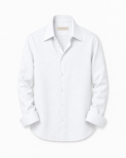 Men's long-collar 100% linen shirt by Cavelli Geneva – view 8