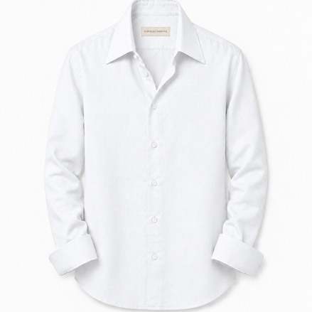 Men's long-collar 100% linen shirt by Cavelli Geneva – view 8