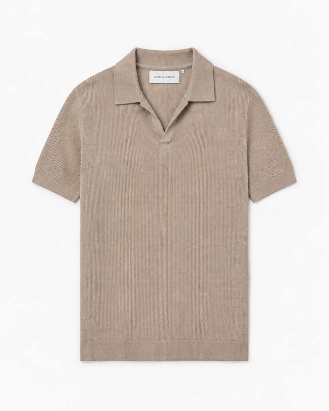 Milano men's knit polo with Johnny collar by Cavelli Geneva – view 2