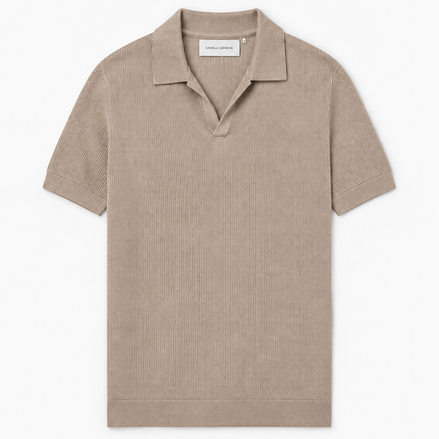 Milano men's knit polo with Johnny collar by Cavelli Geneva – view 2