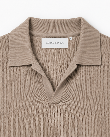Milano men's knit polo with Johnny collar by Cavelli Geneva – view 3