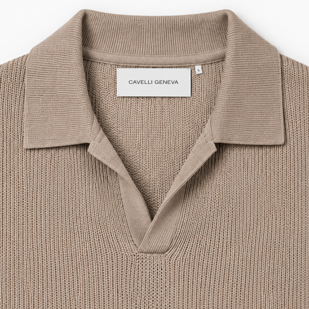 Milano men's knit polo with Johnny collar by Cavelli Geneva – view 3