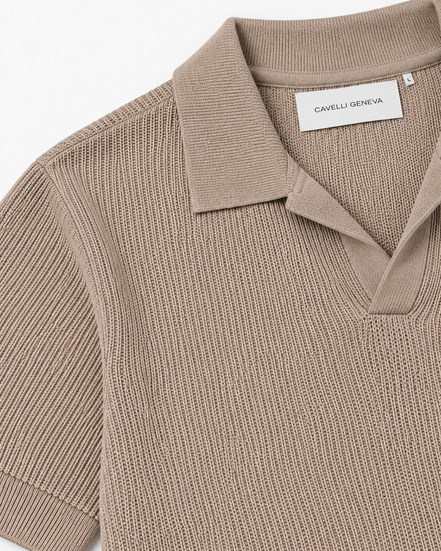 Milano men's knit polo with Johnny collar by Cavelli Geneva – view 7
