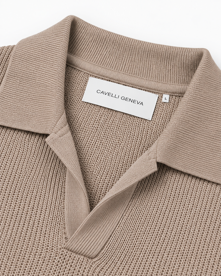 Milano men's knit polo with Johnny collar by Cavelli Geneva – view 6