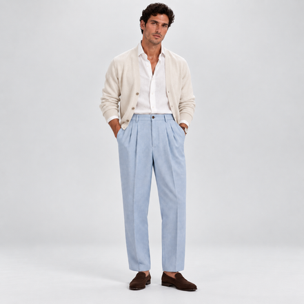 Elian wide-leg pleated trousers for men by Cavelli Geneva