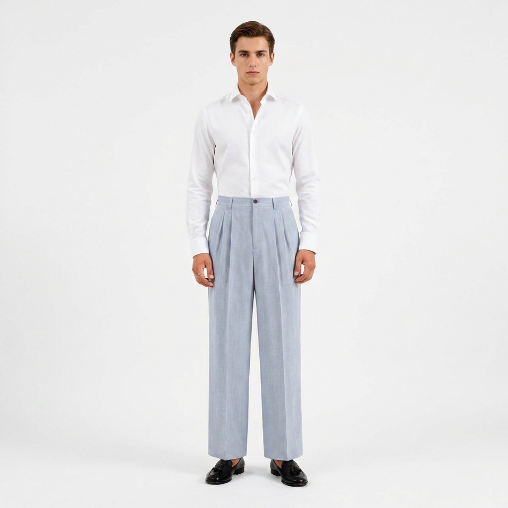 Double Pleated Wide-Leg Trousers