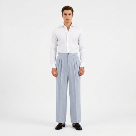 Double Pleated Wide-Leg Trousers