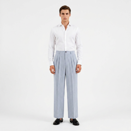 Double Pleated Wide-Leg Trousers